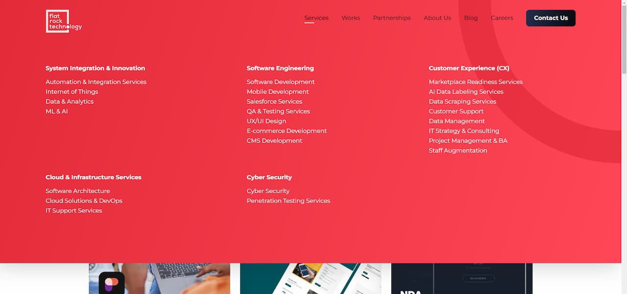Flat Rock Technology - Services Menu